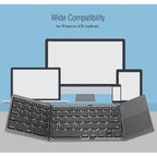 B033 Rechargeable 3-Folding 64 Keys Bluetooth Wireless Keyboard with Touchpad, 3-Folding 64 Keys with Touchpad White, 3-Folding 64 Keys with Touchpad Black