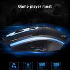 Chasing Leopard 199 USB 1600DPI Three-speed Adjustable LED Backlight Wired Optical Gaming Mouse, Length: 1.3m, 199 Black, 199