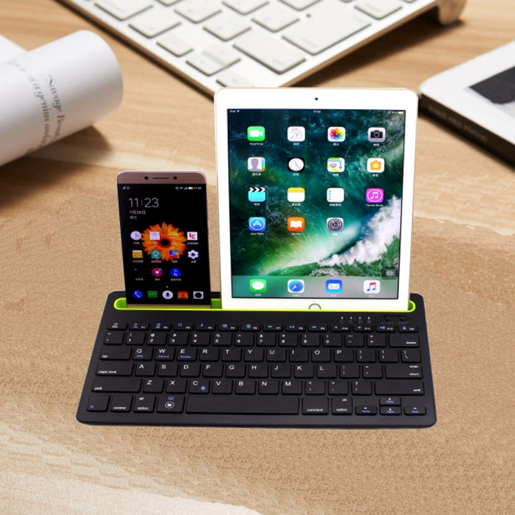B908 Ultra-slim 78 Keys Bluetooth Wireless Keyboard with Concave Mobile Phone Holder