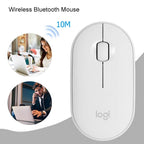 Logitech Pebble Cobblestone Shape Thin 3-keys 1000DPI Mute Wireless Bluetooth Optical Mouse, Wireless Range: 10m
