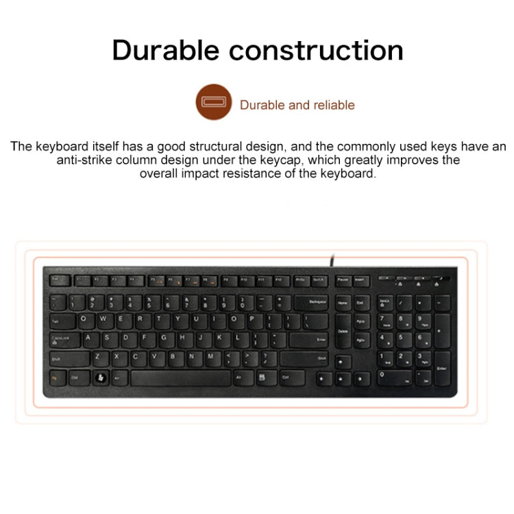 Lenovo K5819 Office Simple Ultra-thin Wired Keyboard, K5819 (Black), K5819 (White)