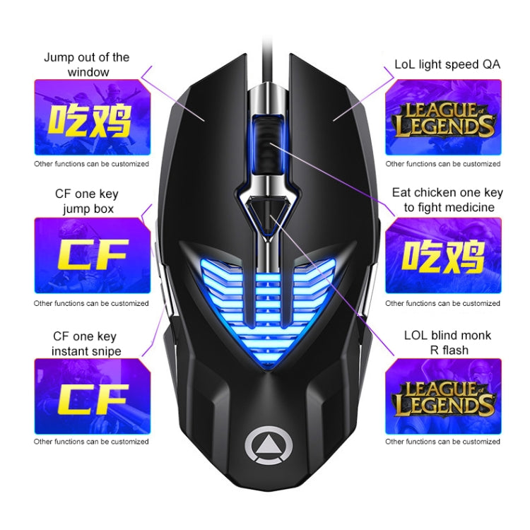 YINDIAO G4 3200DPI 4-modes Adjustable 7-keys RGB Light Programmable Wired Gaming Mouse