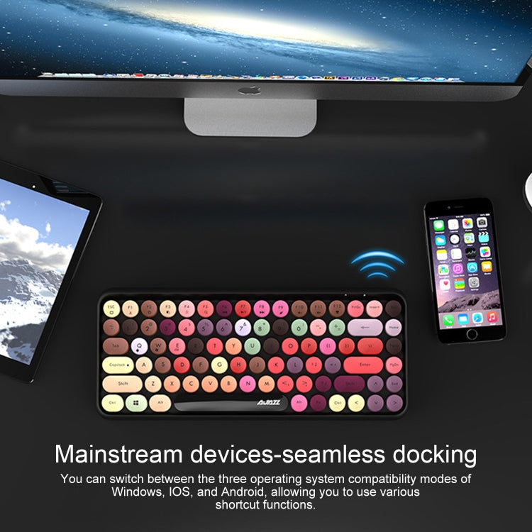 Ajazz 308I Tablet Mobile Phone Computer Household Office Wireless Keyboard, Black, Pink, Green, White