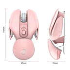 HXSJ T37 2.4GHz 1600dpi 3-modes Adjustable Wireless Mute Mouse, T37 Black, T37 Pink