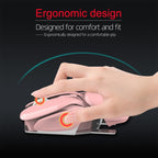 HXSJ T37 2.4GHz 1600dpi 3-modes Adjustable Wireless Mute Mouse, T37 Black, T37 Pink