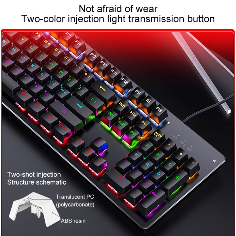 YINDIAO Classic Square Keys Mixed Light USB Mechanical Gaming Wired Keyboard, Black Shaft, Square Keys,Black Shaft (Black)