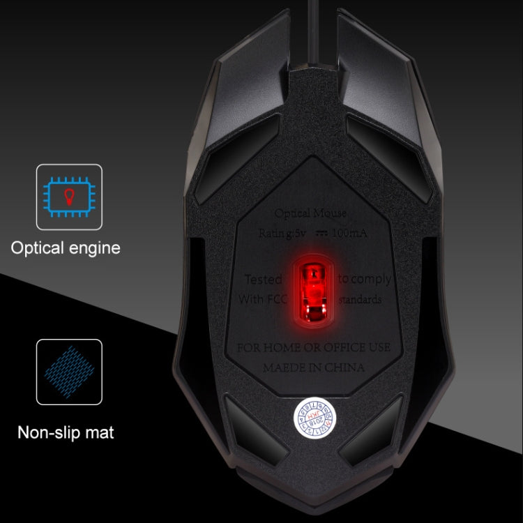 Chasing Leopard K2 USB LED Backlight 1600DPI Three-speed Adjustable Wired Optical Gaming Mouse, Length: 1.3m, K2