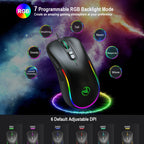 HXSJ J300 7 Keys RGB Lighting Programmable Gaming Wired Mouse, J300