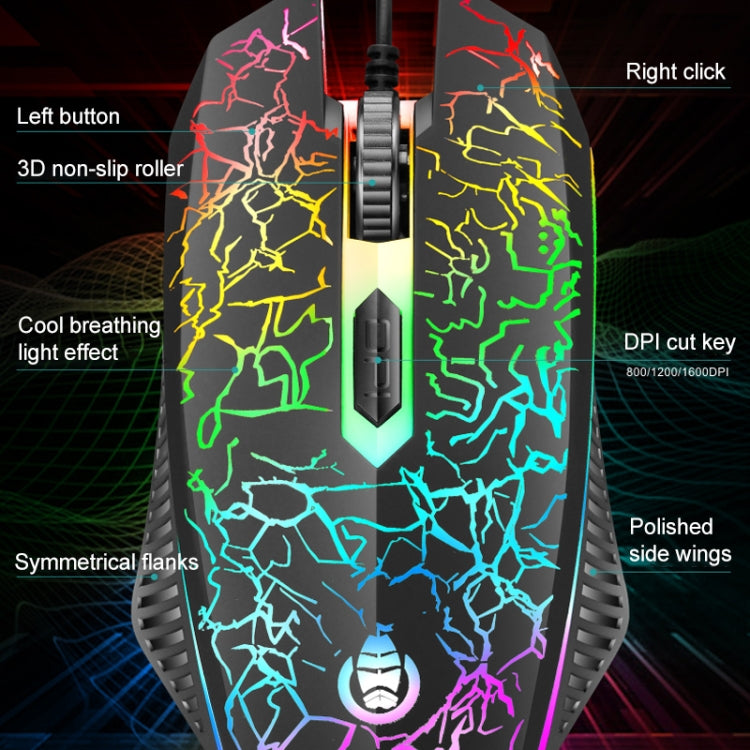 SHIPADOO D620 1600 DPI Three-speed Adjustable Four-button Cool Colorful Respiration Light Gaming Wired Mouse
