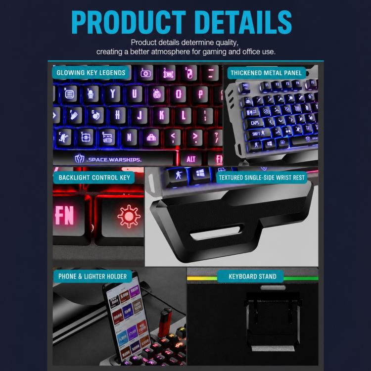 SHIPADOO GK70 Wired RGB Floating Detachable Hand Rest Gap Rainbow Translucent Gaming Keyboard, Gap Rainbow Translucent (Black), Gap Rainbow Translucent  (White)