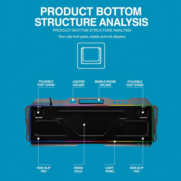 SHIPADOO GK70 Wired RGB Floating Detachable Hand Rest Character Rainbow Translucent Gaming Keyboard, Rainbow Translucent