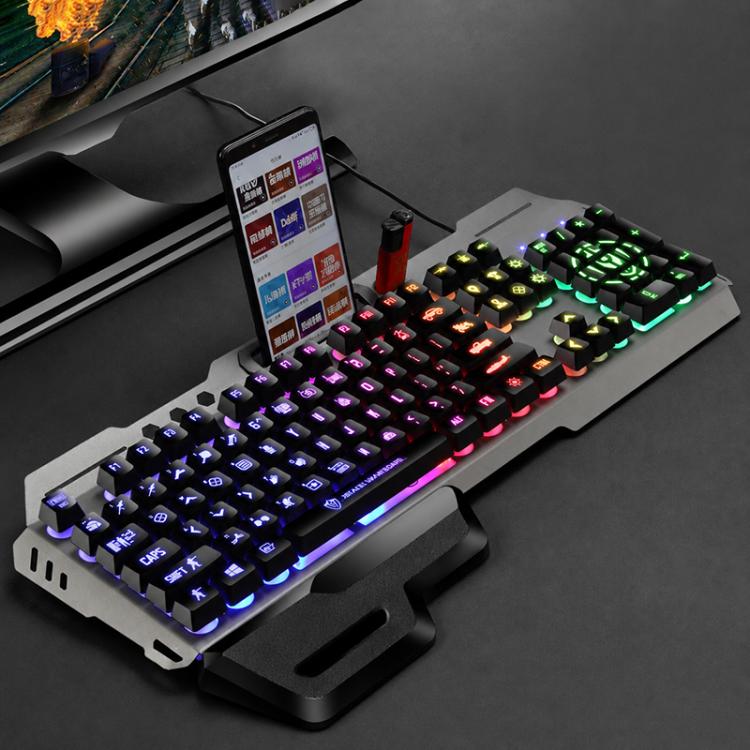SHIPADOO GK70 Chicken Version Wired RGB Floating Detachable Hand Rest Character Rainbow Translucent Gaming Keyboard, Rainbow Translucent (Chicken Version)