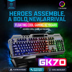 SHIPADOO GK70 Chicken Version Wired RGB Floating Detachable Hand Rest Character Rainbow Translucent Gaming Keyboard, Rainbow Translucent (Chicken Version)