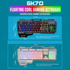 SHIPADOO GK70 Chicken Version Wired RGB Floating Detachable Hand Rest Character Rainbow Translucent Gaming Keyboard, Rainbow Translucent (Chicken Version)