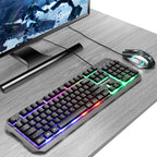 SHIPADOO GT500 1000 DPI 104-key Wired RGB Gaming Color Backlight Metal Feel Suspension Keyboard Mouse Kit for Laptop, PC