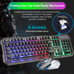 SHIPADOO GT500 1000 DPI 104-key Wired RGB Gaming Color Backlight Metal Feel Suspension Keyboard Mouse Kit for Laptop, PC
