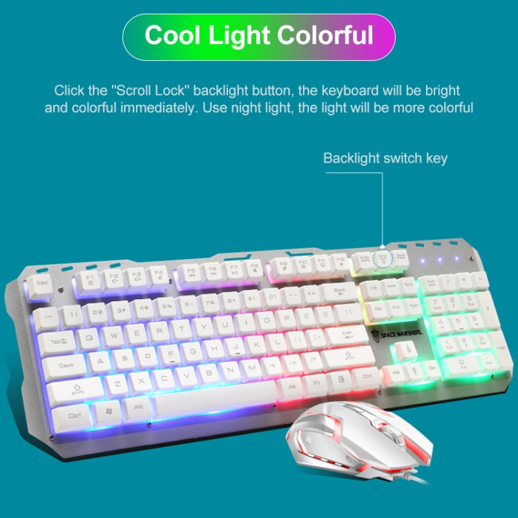 SHIPADOO GT500 1000 DPI 104-key Wired RGB Gaming Color Backlight Metal Feel Suspension Keyboard Mouse Kit for Laptop, PC