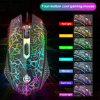 SHIPADOO D620 104-key Wired RGB Color Cracked Backlight Gaming Keyboard Mouse Kit for Laptop, PC