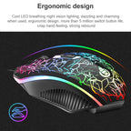 SHIPADOO D620 104-key Wired RGB Color Cracked Backlight Gaming Keyboard Mouse Kit for Laptop, PC