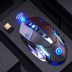 YINDIAO A4 2.4GHz 1600DPI 3-modes Adjustable Rechargeable Wireless Silent Gaming Mouse (Grey Silver), Black Silver