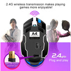 YINDIAO A4 2.4GHz 1600DPI 3-modes Adjustable Rechargeable Wireless Silent Gaming Mouse (Grey Silver), Black Silver