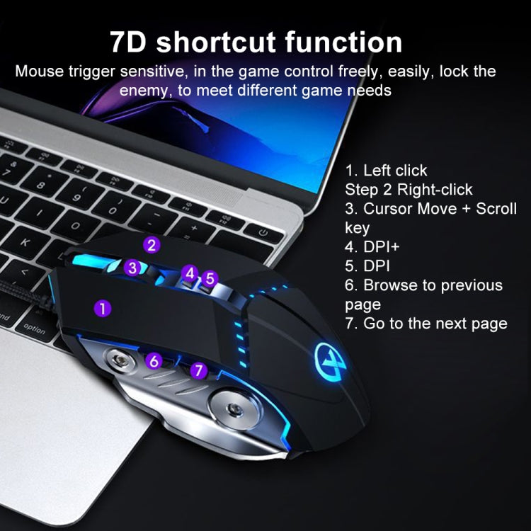 GM20 3200DPI 4-modes Adjustable 7-keys RGB Light Wired Gaming Mouse, GM20 Black, GM20 White