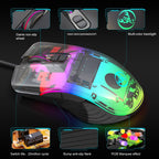 HXSJ V700B+A867 Wired RGB Backlit Keyboard and Mouse Set, V700B+A867