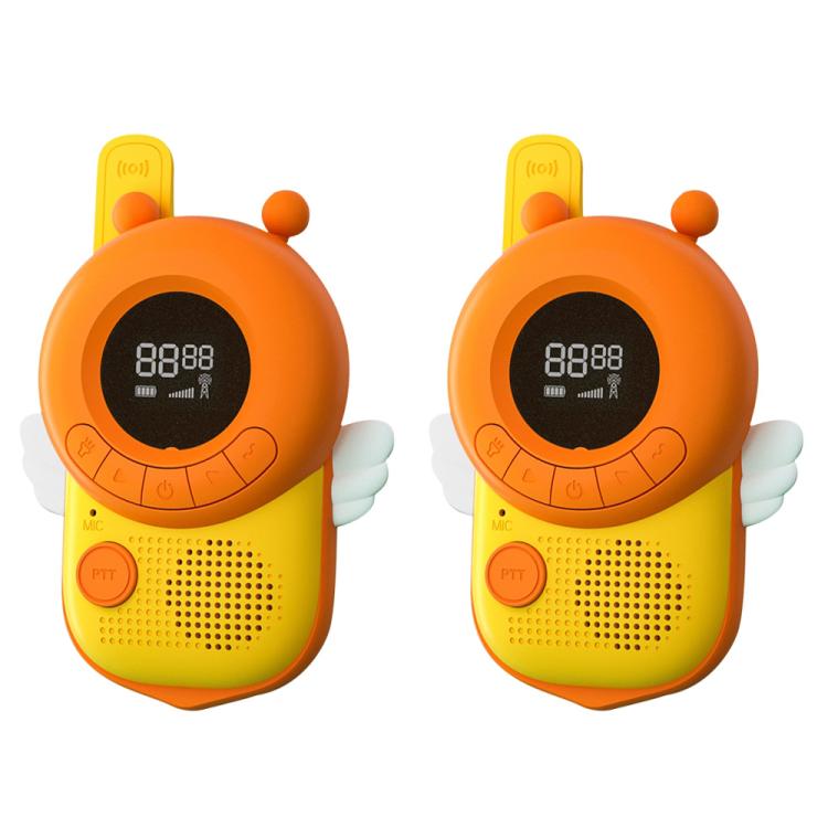 adj-847 Cartoon Bee-shaped Children Walkie-talkie Wireless 3km Call Outdoor Parent-child Interactive Toy with Flashlight & Anti-lost Lanyard