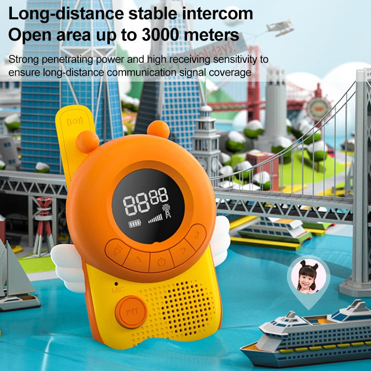 adj-847 Cartoon Bee-shaped Children Walkie-talkie Wireless 3km Call Outdoor Parent-child Interactive Toy with Flashlight & Anti-lost Lanyard