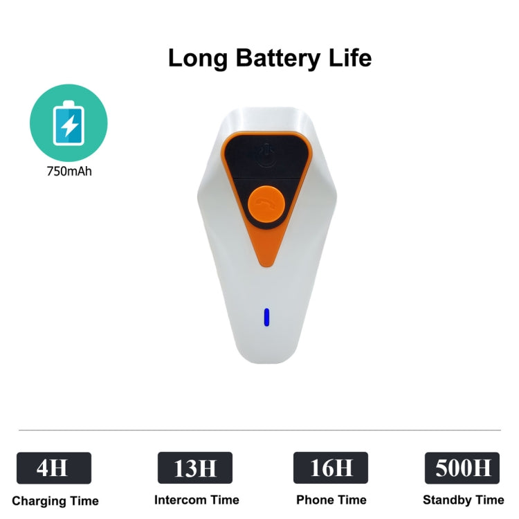 WT002 1000m IPX5 Waterproof Motorcycle 2 Users Full Duplex Talking Bluetooth Intercom Multi-Interphone Headsets, Support Receive Calling & Listen Music & Noise Reduction, WT002