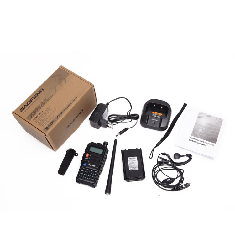 Baofeng BF-UV5R Plus S9 FM Interphone Handheld Walkie Talkie, EU Plug, Black, EU Plug