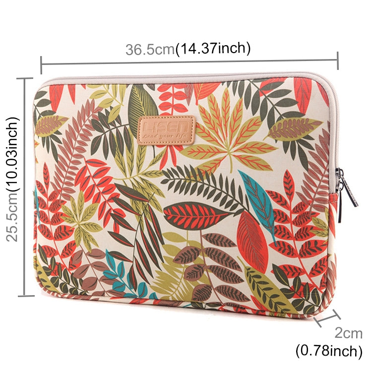 Lisen 14 inch Sleeve Case Colorful Leaves Zipper Briefcase Carrying Bag for Macbook, Samsung, Lenovo, Sony, DELL Alienware, CHUWI, ASUS, HP, 14 inch and Below Laptops, 14 inch