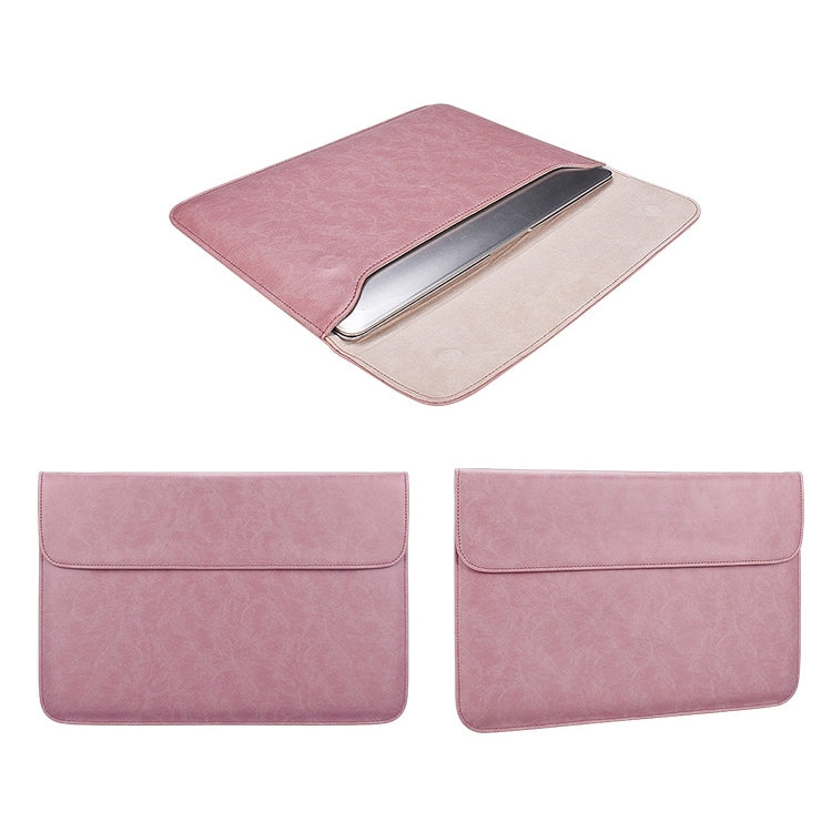 PU01S PU Leather Horizontal Invisible Magnetic Buckle Laptop Inner Bag for 15.4 inch laptops, with Small Bag, 15.4 inch with Small Bag
