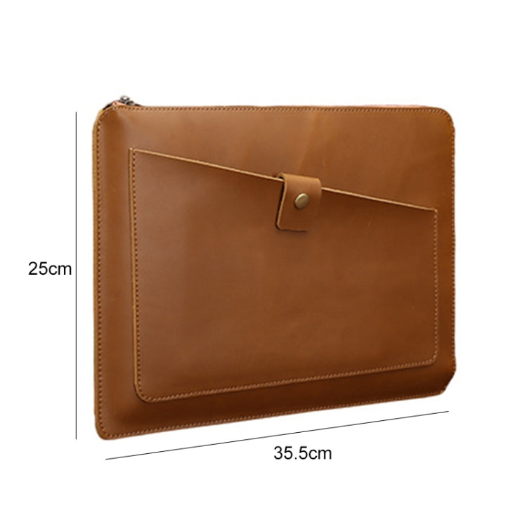 Universal Genuine Leather Business Zipper Laptop Tablet Bag For 13 inch and Below, 13 inch