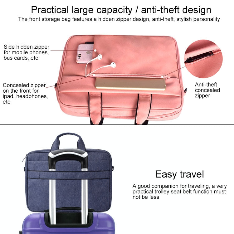 DJ03 Waterproof Anti-scratch Anti-theft One-shoulder Handbag for 13.3 inch Laptops, with Suitcase Belt, DJ03 13.3 inch Navy Blue, DJ03 13.3 inch Black, DJ03 13.3 inch Pink