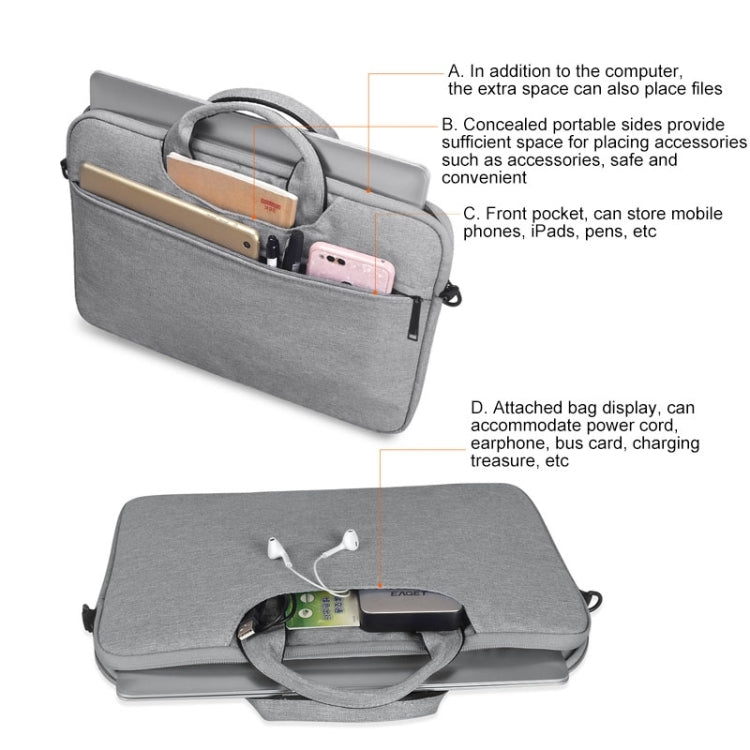 ST01S Waterproof Oxford Cloth Hidden Portable Strap One-shoulder Handbag for 15.6 inch Laptops, ST01S 15.6 inch Dark Gray, ST01S 15.6 inch Navy Blue, ST01S 15.6 inch Black, ST01S 15.6 inch Pink, ST01S 15.6 inch Light Grey
