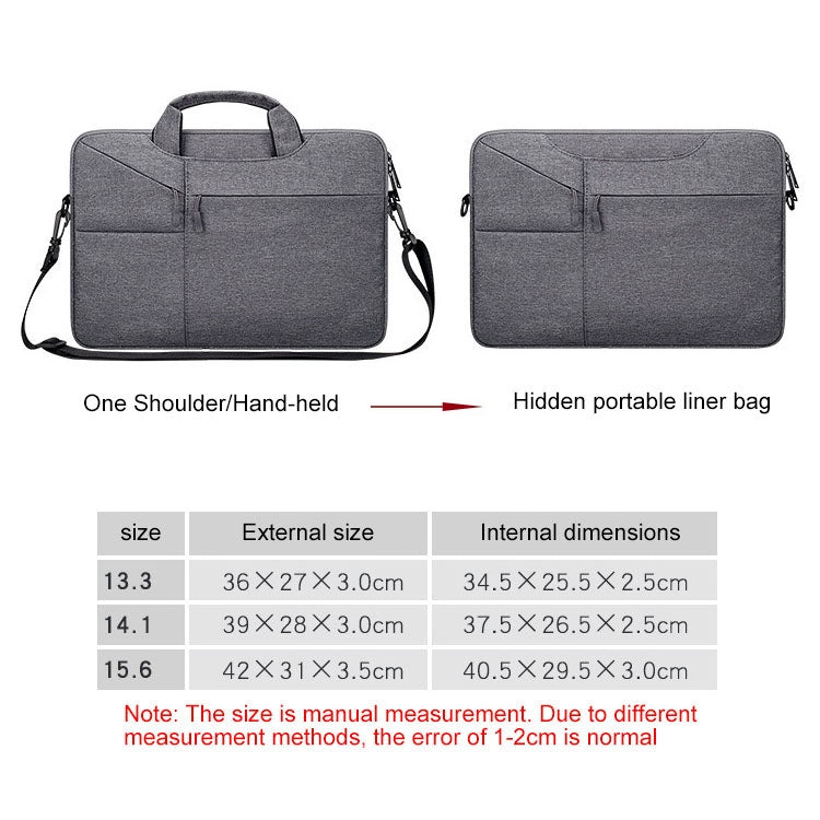 ST02S Waterproof Tear Resistance Hidden Portable Strap One-shoulder Handbag for 15.6 inch Laptops, with Suitcase Belt, ST02S 15.6 inch Pink, ST02S 15.6 inch Light Grey, ST02S 15.6 inch Navy Blue, ST02S 15.6 inch Black, ST02S 15.6 inch Dark Gray