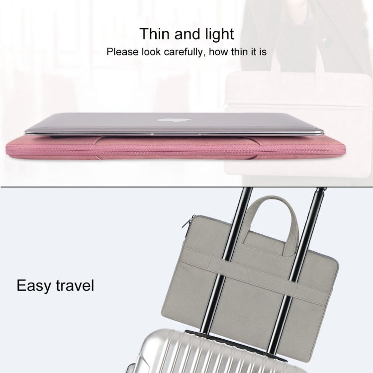 ST06 Waterproof PU Leather Zipper Hidden Portable Strap One-shoulder Handbag for 13.3 inch Laptops, with Suitcase Belt, ST06 13.3 inch Dark Gray, ST06 13.3 inch Pink, ST06 13.3 inch Light Grey