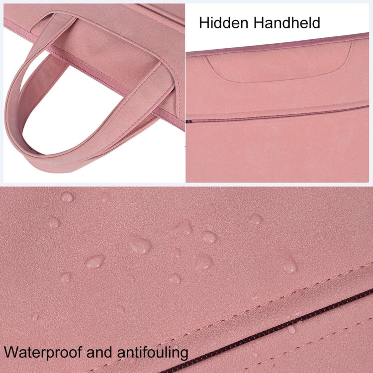 ST06 Waterproof PU Leather Zipper Hidden Portable Strap One-shoulder Handbag for 14.1 inch Laptops, with Suitcase Belt, ST06 14.1 inch Dark Gray, ST06 14.1 inch Pink, ST06 14.1 inch Light Grey