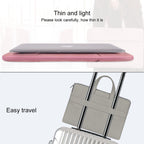 ST06 Waterproof PU Leather Zipper Hidden Portable Strap One-shoulder Handbag for 14.1 inch Laptops, with Suitcase Belt, ST06 14.1 inch Dark Gray, ST06 14.1 inch Pink, ST06 14.1 inch Light Grey