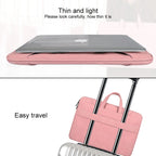 ST06S Waterproof PU Leather Zipper Hidden Portable Strap One-shoulder Handbag for 14.1 inch Laptops, with Magic Stick & Suitcase Belt, ST06S 14.1 inch Light Grey, ST06S 14.1 inch Dark Gray, ST06S 14.1 inch Pink
