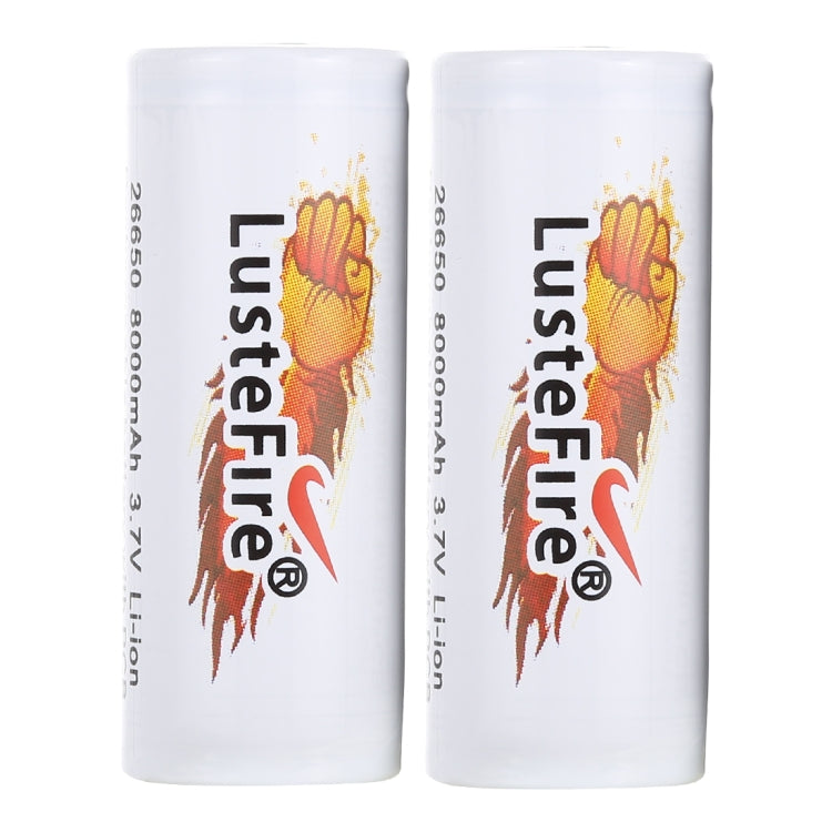 LusteFire 2 PCS 8000mAh 3.7V 26650 Lithium Rechargeable Battery with PCB, 26650 8000mAh