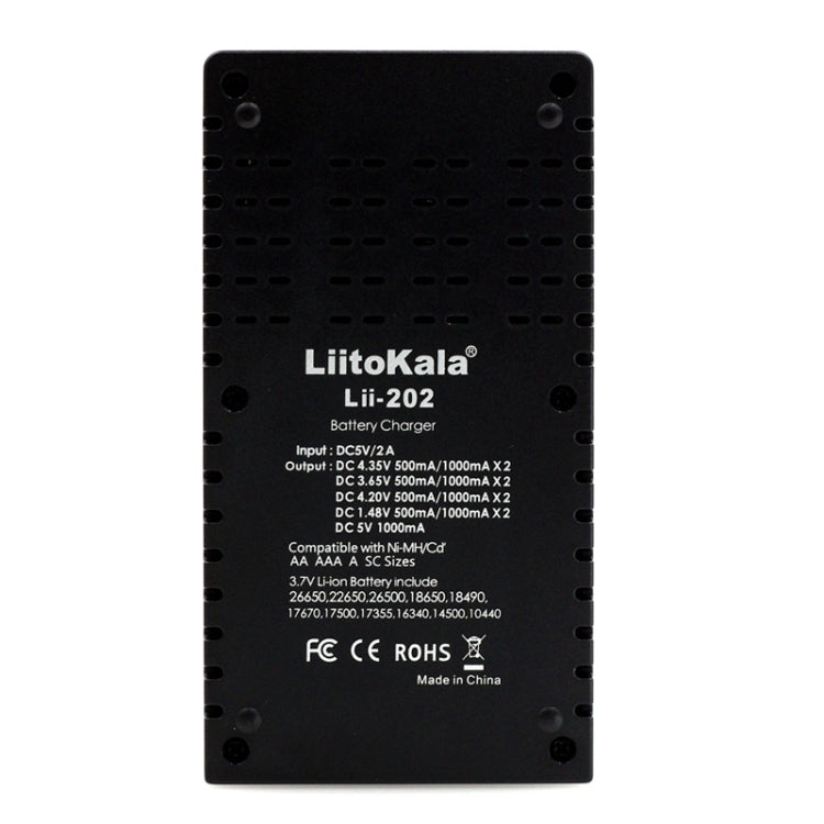 LiitoKala lii-202 USB Output Intelligent Battery Charger for Li-ion IMR 18650, 18490, 18350, 17670, 17500, 16340(RCR123), 14500, 10440