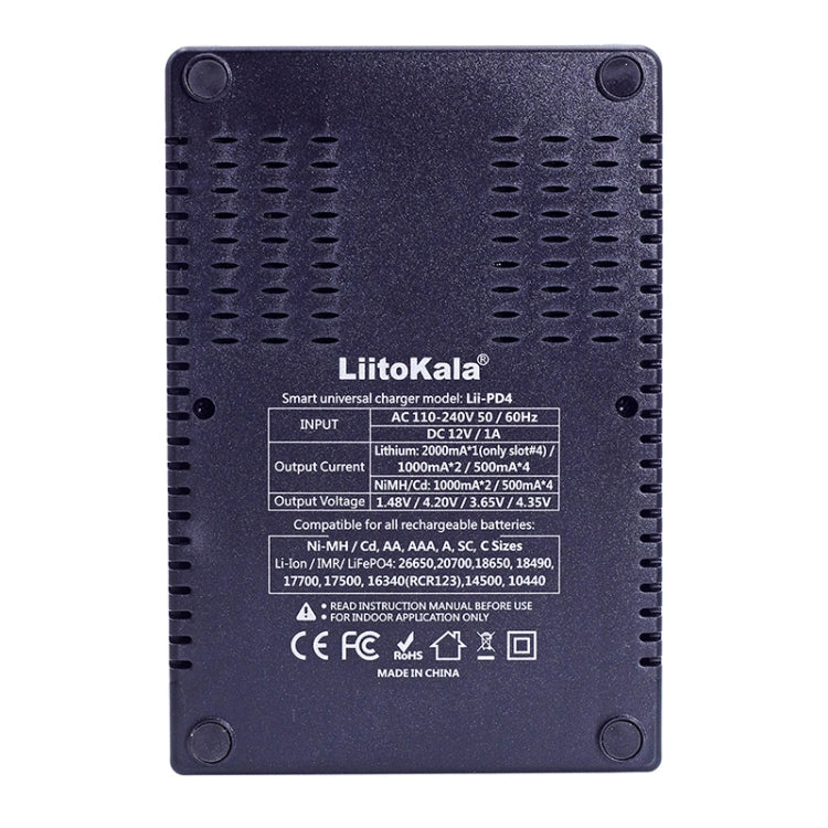 LiitoKala Lii-PD4 Nickel-hydrogen Battery Charger for Li-ion / IMR LiFePO4 26650，21700，20700, 18650, 18490, 18350, 17670, 17500, 16340(RCR123), 14500, 10440