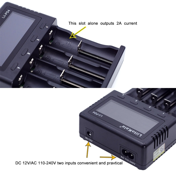 LiitoKala Lii-PD4 Nickel-hydrogen Battery Charger for Li-ion / IMR LiFePO4 26650，21700，20700, 18650, 18490, 18350, 17670, 17500, 16340(RCR123), 14500, 10440