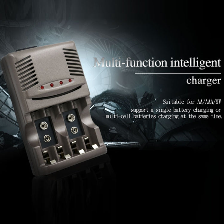 AC 100-240V 4 Slot Battery Charger for AA & AAA & 9V Ni-MH Battery, EU Plug