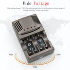 AC 100-240V 4 Slot Battery Charger for AA & AAA & 9V Ni-MH Battery, UK Plug