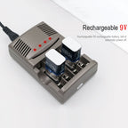 DC 100-240V 4 Slot Battery Charger for AA & AAA & 9V Ni-MH Battery, US Plug