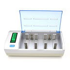 AC 100-240V 4 Slot Battery Charger for AA & AAA & C / D Size Battery, with LCD Display, EU Plug