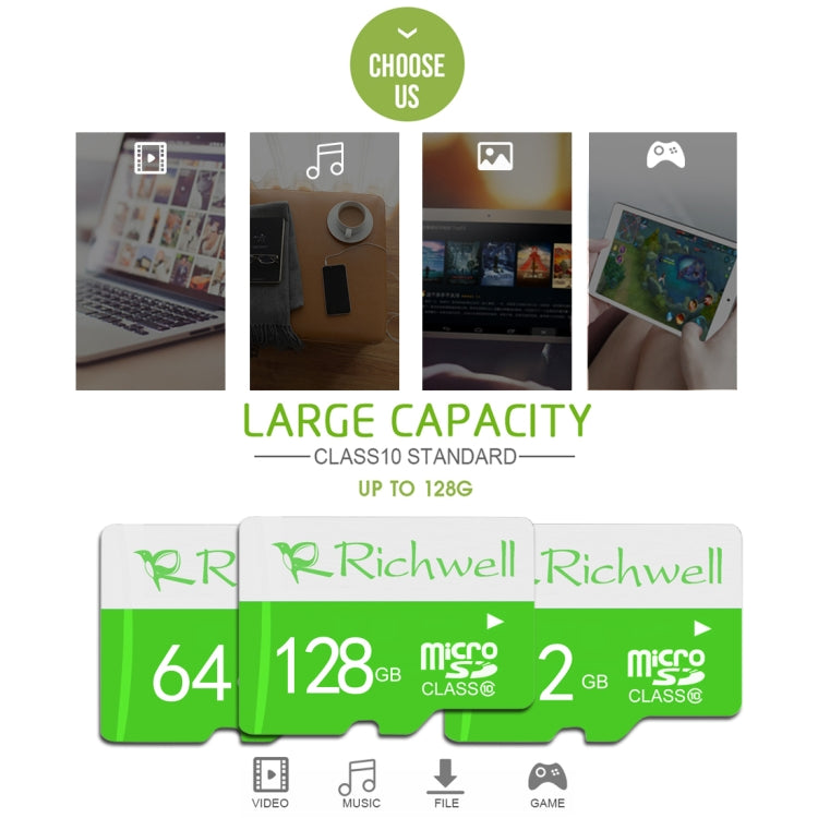 Richwell 128GB High Speed Class 10 Micro SD(TF) Memory Card, 128GB